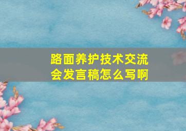 路面养护技术交流会发言稿怎么写啊