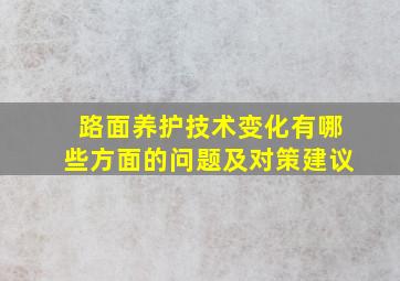 路面养护技术变化有哪些方面的问题及对策建议