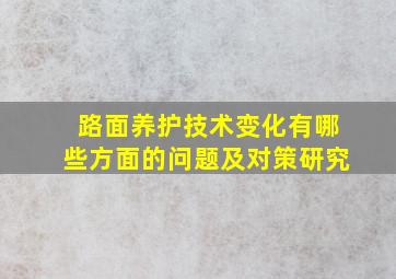 路面养护技术变化有哪些方面的问题及对策研究