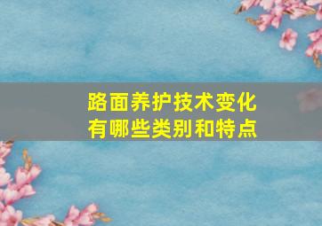 路面养护技术变化有哪些类别和特点