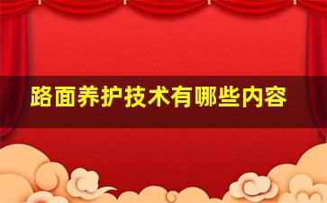 路面养护技术有哪些内容