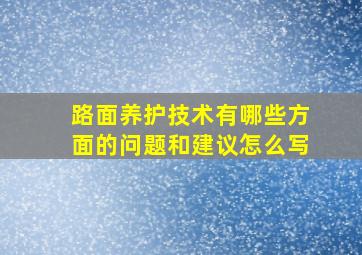 路面养护技术有哪些方面的问题和建议怎么写