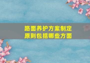 路面养护方案制定原则包括哪些方面