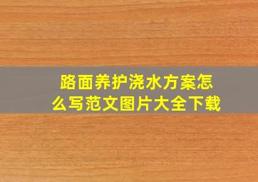 路面养护浇水方案怎么写范文图片大全下载