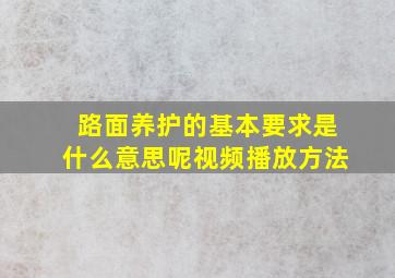 路面养护的基本要求是什么意思呢视频播放方法