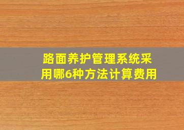 路面养护管理系统采用哪6种方法计算费用