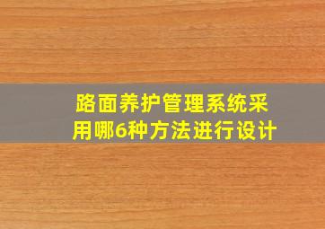 路面养护管理系统采用哪6种方法进行设计