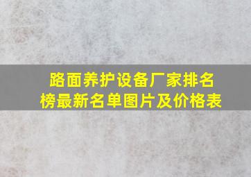 路面养护设备厂家排名榜最新名单图片及价格表