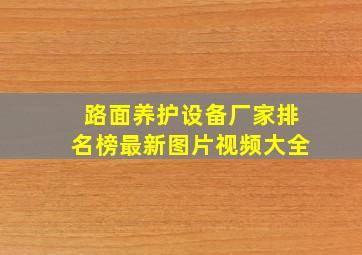 路面养护设备厂家排名榜最新图片视频大全