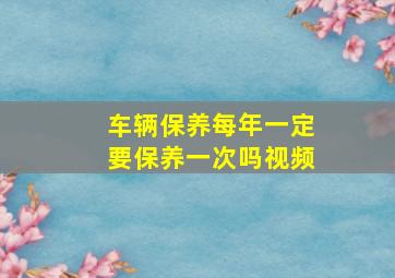 车辆保养每年一定要保养一次吗视频