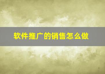 软件推广的销售怎么做