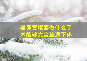 输卵管堵塞做什么手术能够完全疏通下体