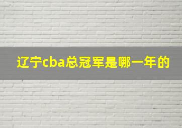 辽宁cba总冠军是哪一年的