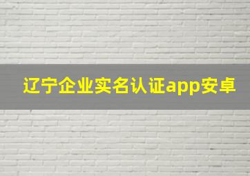 辽宁企业实名认证app安卓