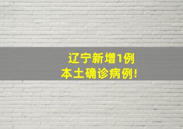 辽宁新增1例本土确诊病例!