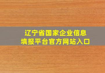 辽宁省国家企业信息填报平台官方网站入口