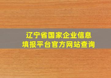 辽宁省国家企业信息填报平台官方网站查询