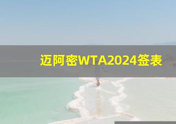 迈阿密WTA2024签表