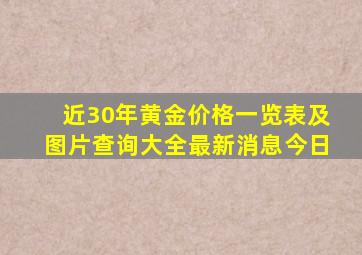 近30年黄金价格一览表及图片查询大全最新消息今日