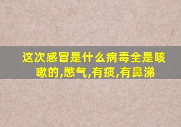 这次感冒是什么病毒全是咳嗽的,憋气,有痰,有鼻涕