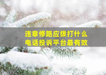 违章修路应拨打什么电话投诉平台最有效