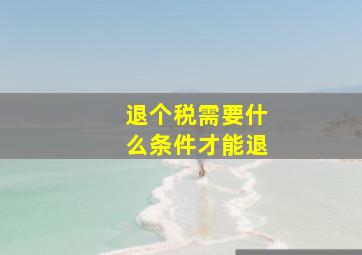 退个税需要什么条件才能退