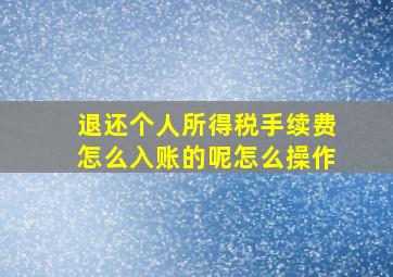 退还个人所得税手续费怎么入账的呢怎么操作