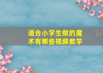 适合小学生做的魔术有哪些视频教学