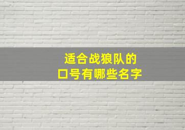 适合战狼队的口号有哪些名字