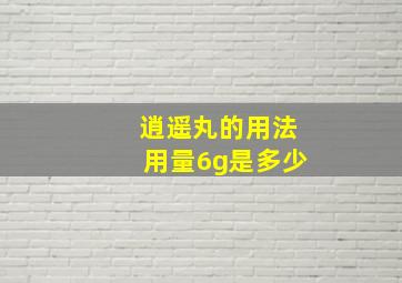 逍遥丸的用法用量6g是多少