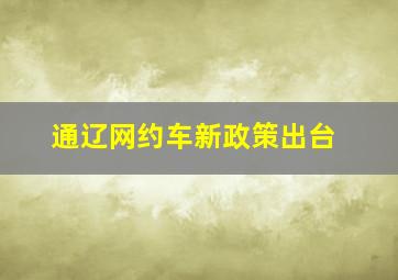 通辽网约车新政策出台