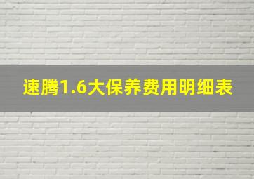 速腾1.6大保养费用明细表