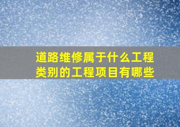 道路维修属于什么工程类别的工程项目有哪些