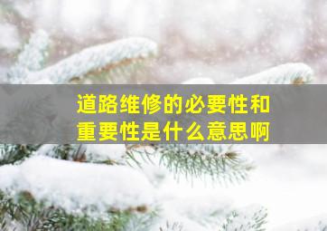 道路维修的必要性和重要性是什么意思啊