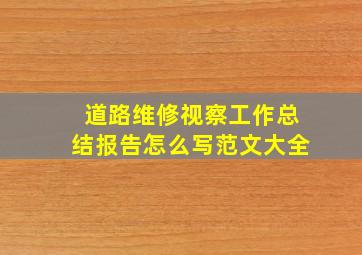 道路维修视察工作总结报告怎么写范文大全