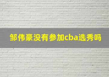 邹伟豪没有参加cba选秀吗