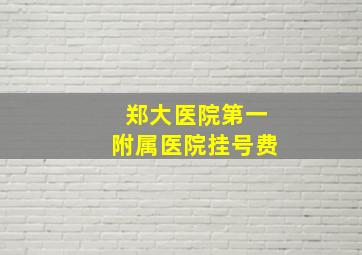 郑大医院第一附属医院挂号费