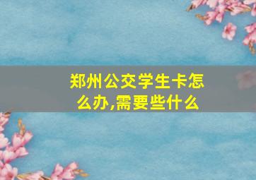 郑州公交学生卡怎么办,需要些什么