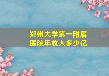 郑州大学第一附属医院年收入多少亿