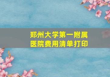 郑州大学第一附属医院费用清单打印