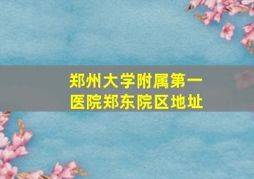 郑州大学附属第一医院郑东院区地址