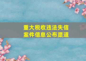 重大税收违法失信案件信息公布渠道