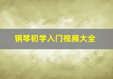 钢琴初学入门视频大全