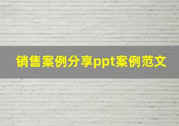 销售案例分享ppt案例范文