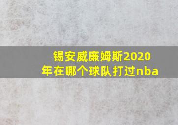 锡安威廉姆斯2020年在哪个球队打过nba