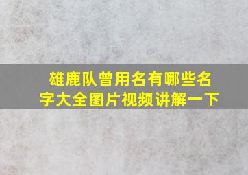 雄鹿队曾用名有哪些名字大全图片视频讲解一下