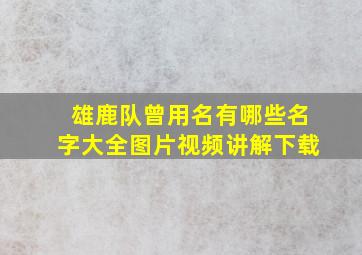 雄鹿队曾用名有哪些名字大全图片视频讲解下载