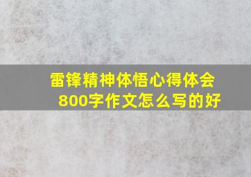 雷锋精神体悟心得体会800字作文怎么写的好