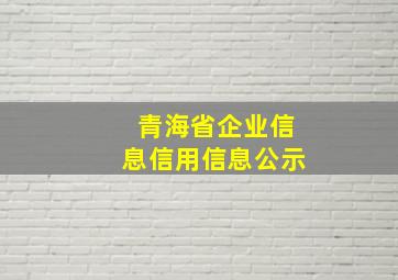 青海省企业信息信用信息公示