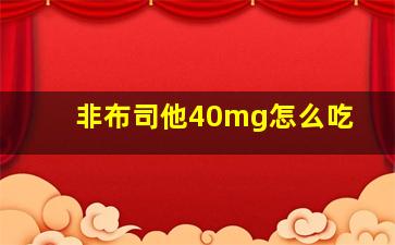 非布司他40mg怎么吃